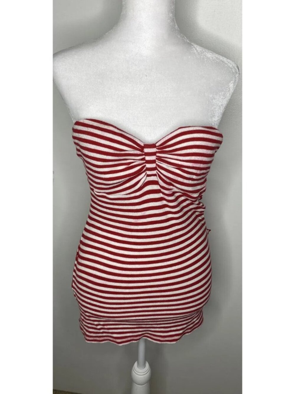 Guess Y2K M Red White Stripes No Belt Strapless Top